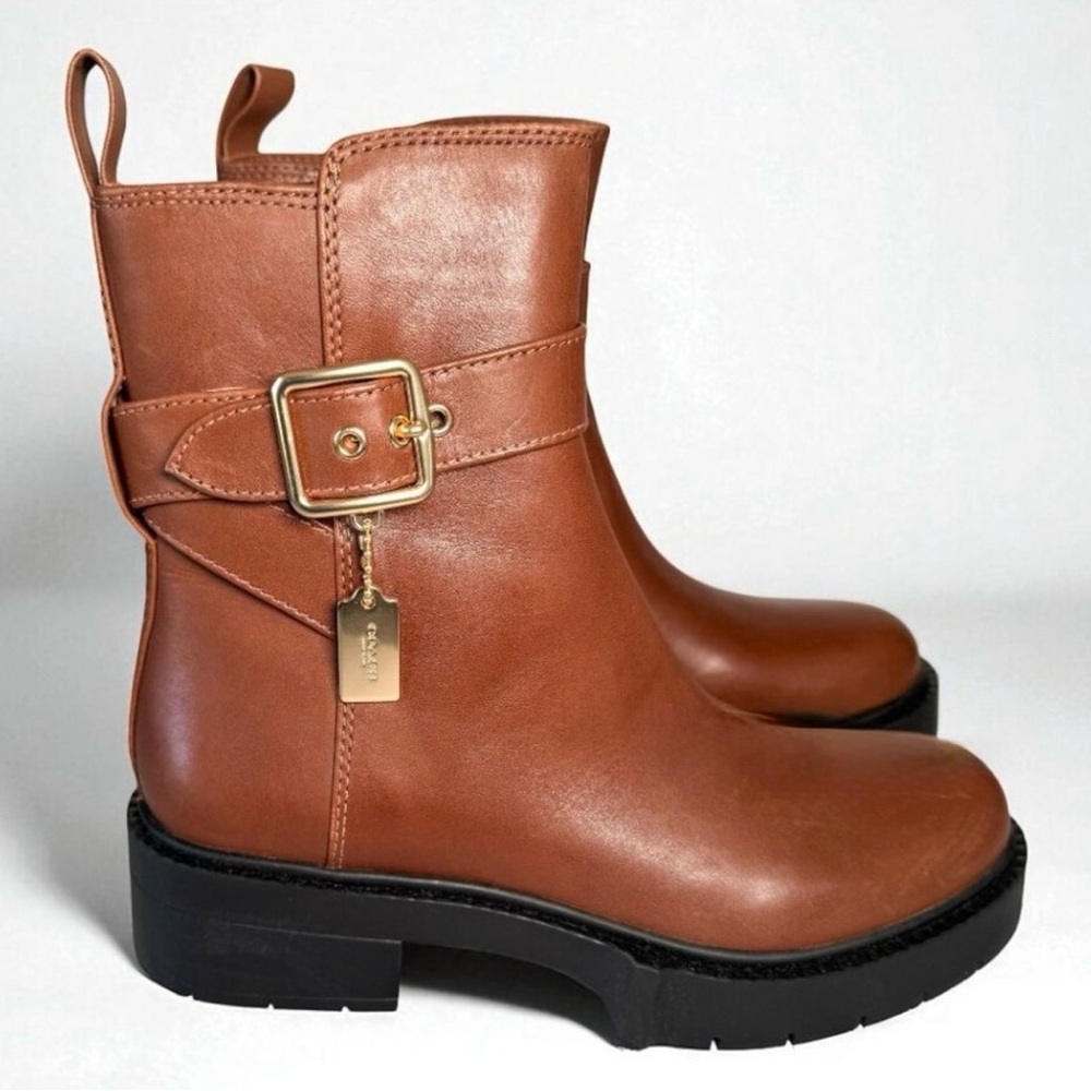 Coach Brown Leather Ankle Boots-New - Picture 3 of 5